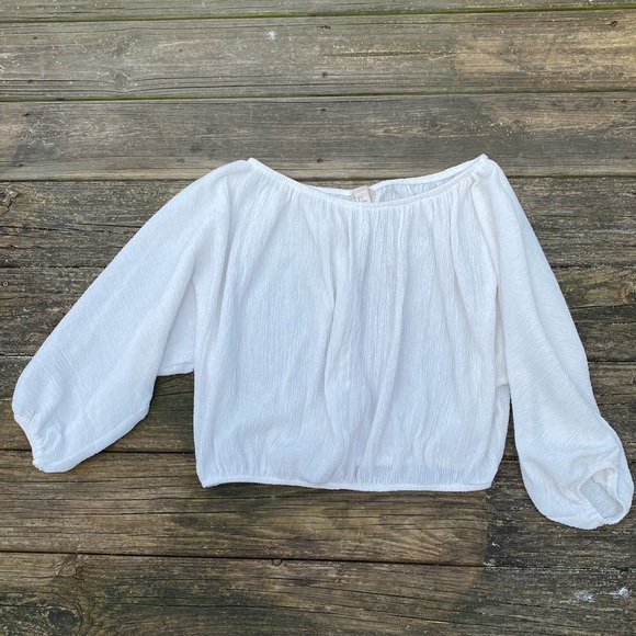H&M white on or off shoulder cropped blouse size Medium - Picture 3 of 7